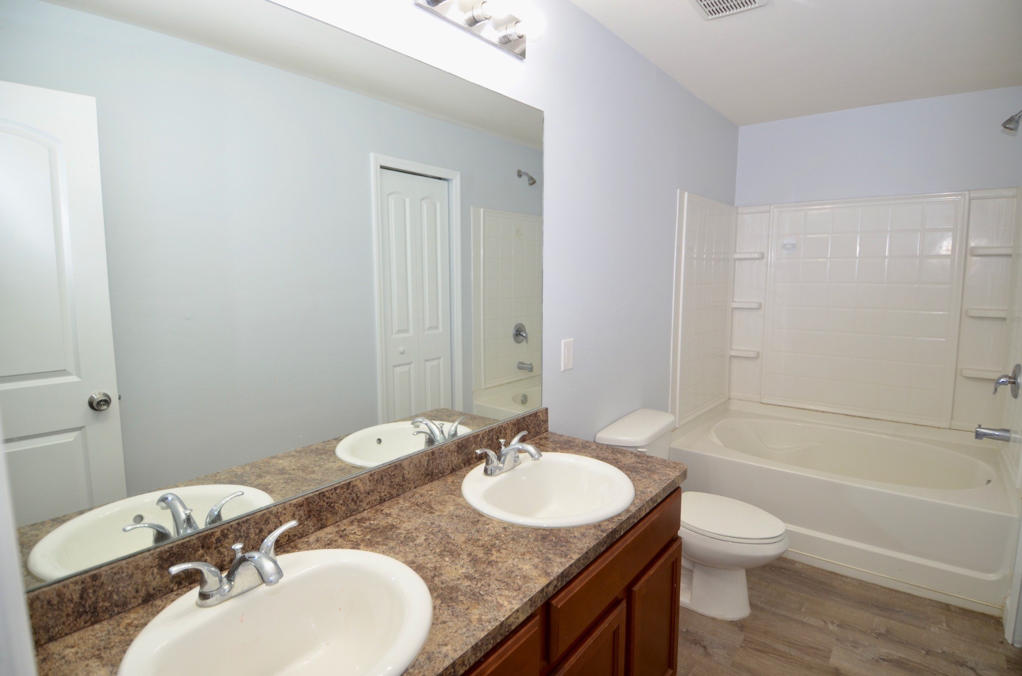 Primary bathroom with dual sinks